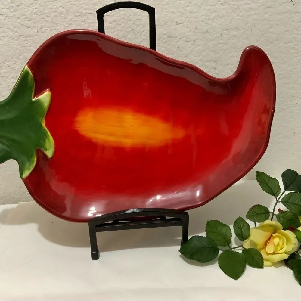 certified international la vida 3D 19.5" chili pepper platter